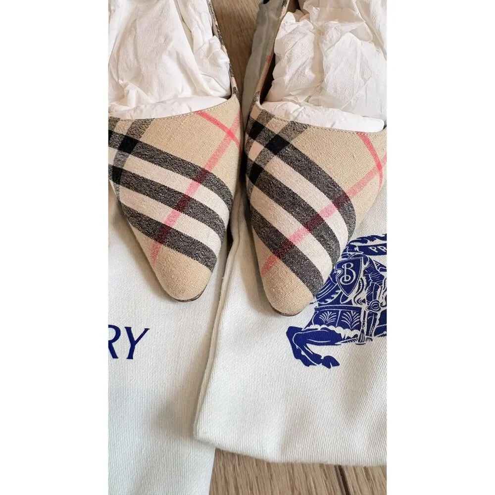 Burberry Check Dame Kitten Heel Pumps Sand Beige EU 39 US 9